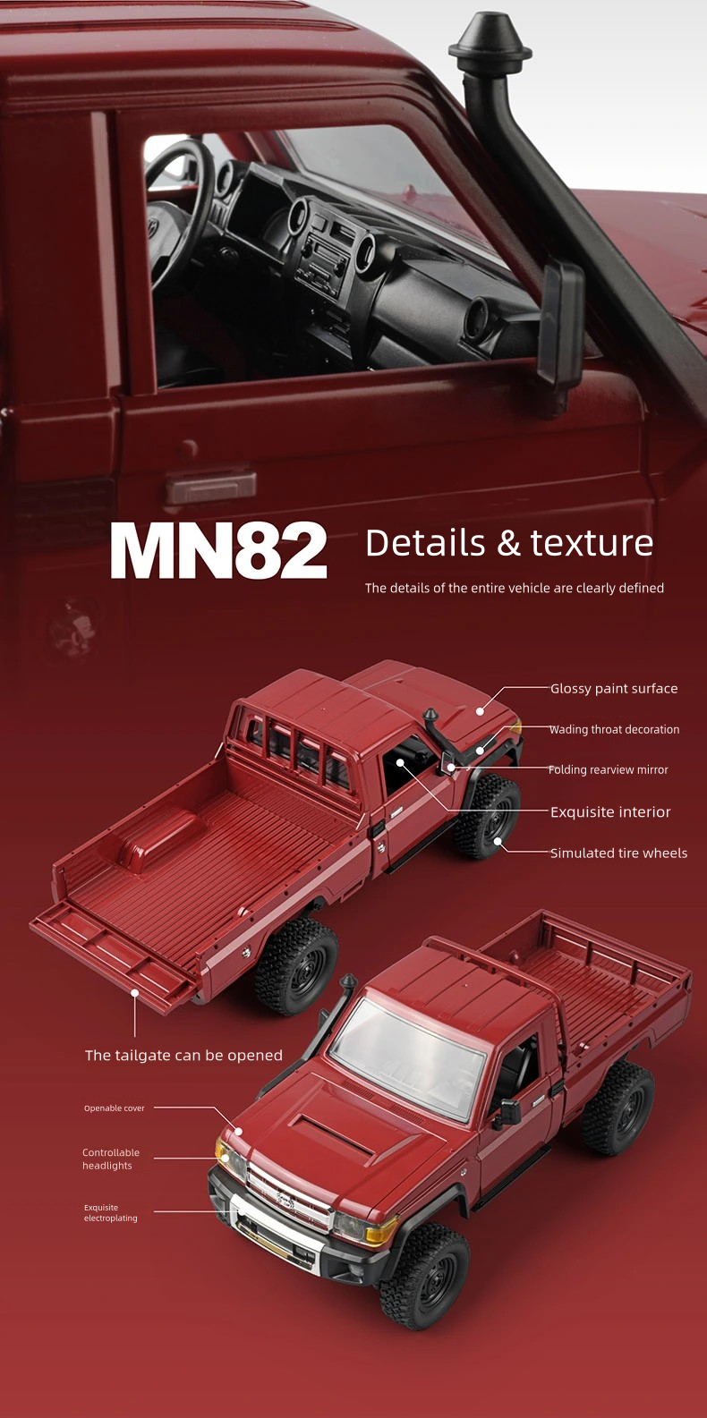 MN-82_1:12_Full Scale Toyota Pickup_Climbing Off-road Vehicle R/C Model