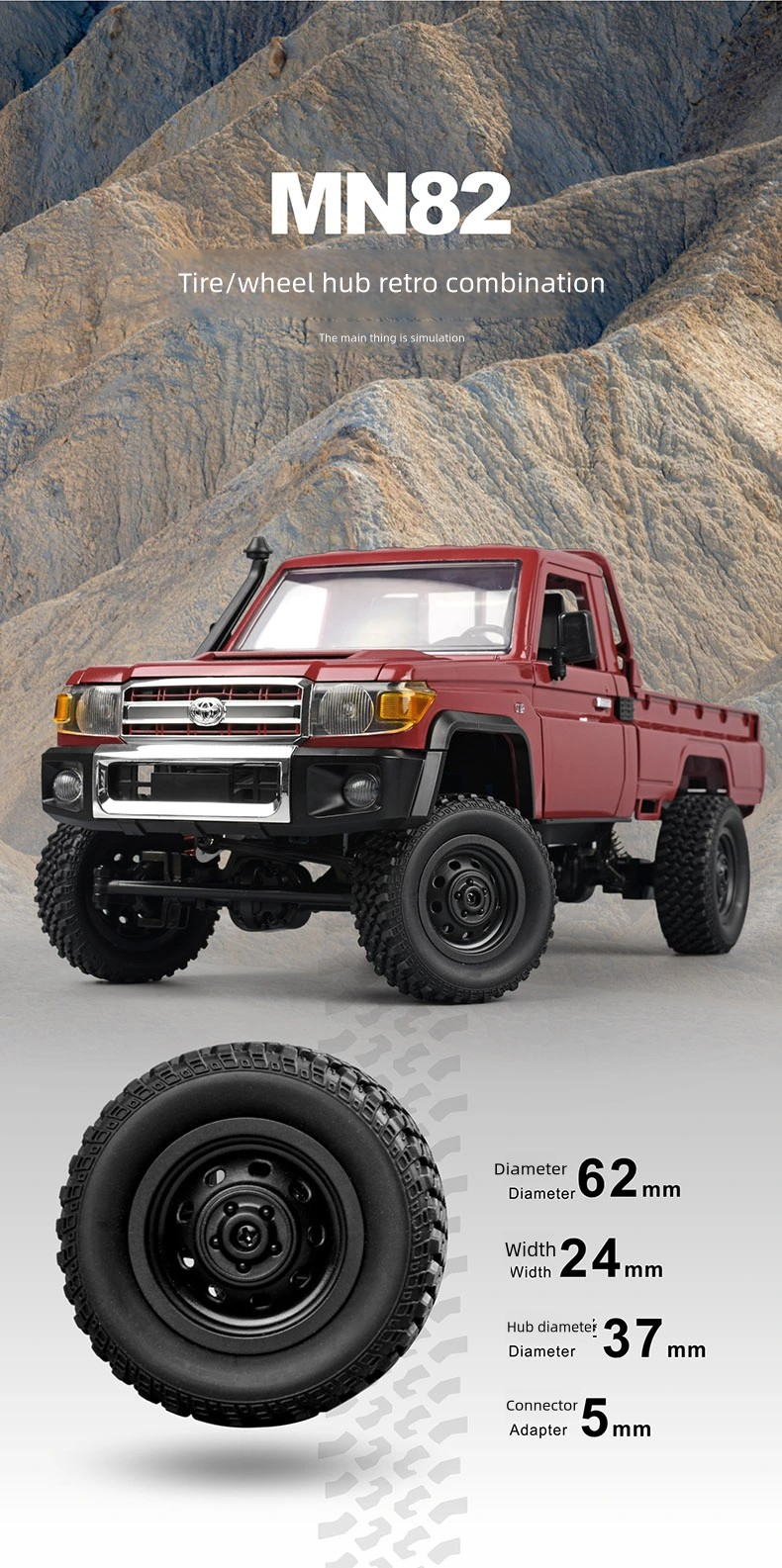MN-82_1:12_Full Scale Toyota Pickup_Climbing Off-road Vehicle R/C Model