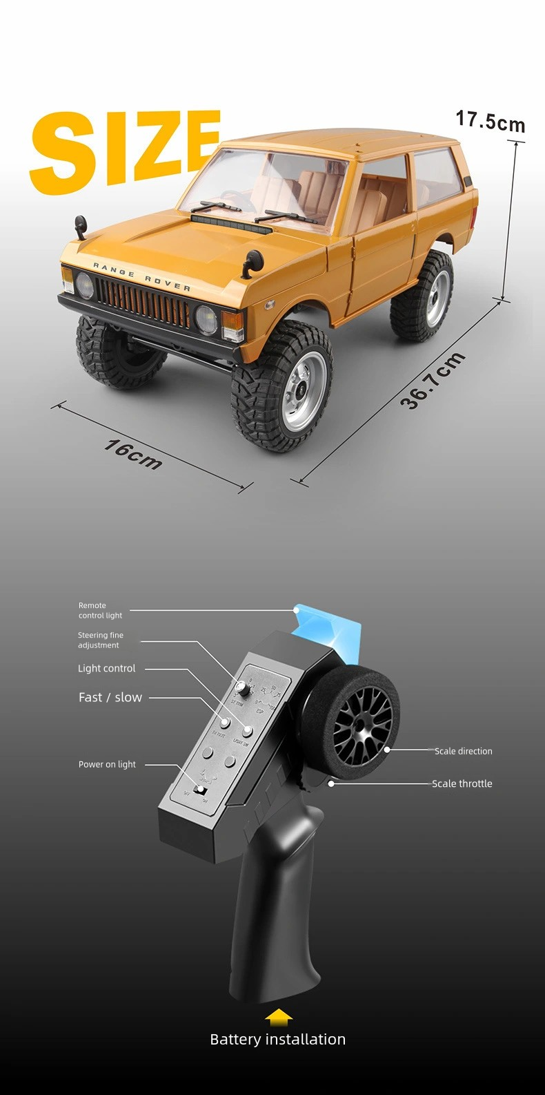 MN168_1:12_Range Rover Simulation RC Off-road Vehicle Model_4WD Full Scale Climbing
