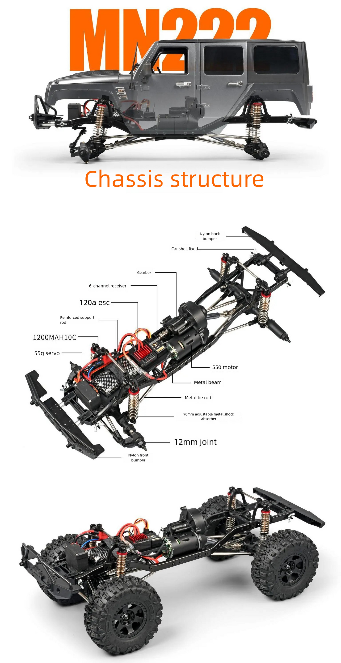 MN222_1:10_Full Scale R/C Model_2.4G 4WD Climbing