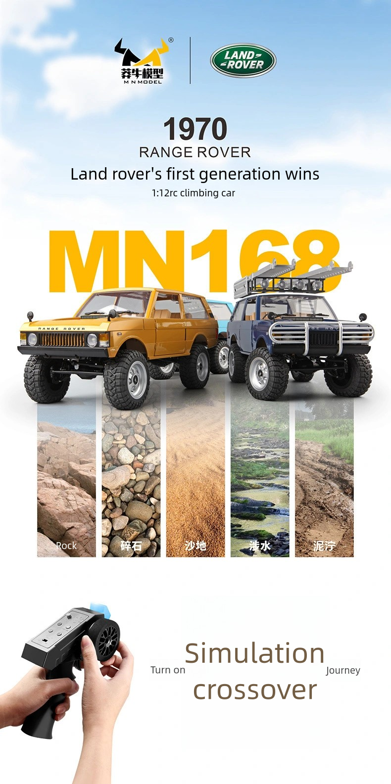 MN168_1:12_Range Rover Simulation RC Off-road Vehicle Model_4WD Full Scale Climbing