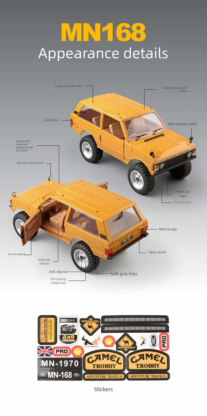 MN168_1:12_Range Rover Simulation RC Off-road Vehicle Model_4WD Full Scale Climbing