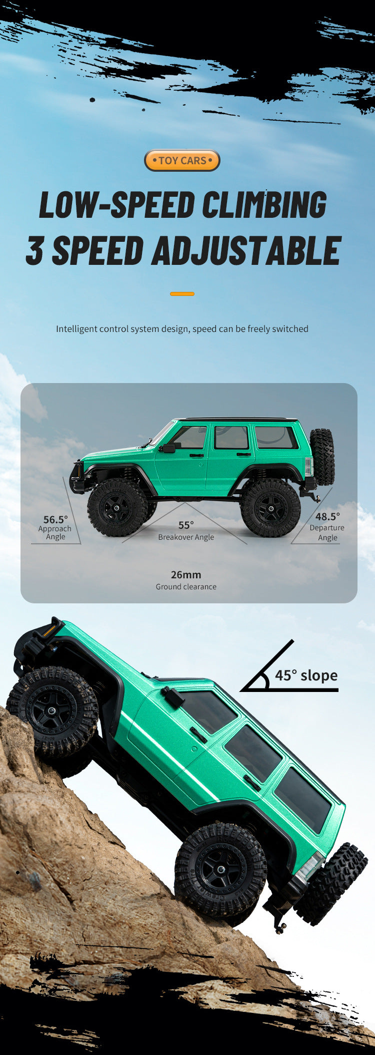 JJRC-C8809_1:18_Cherokee Simulation Model_4WD Shock Absorption Full Scale Climbing RC Car