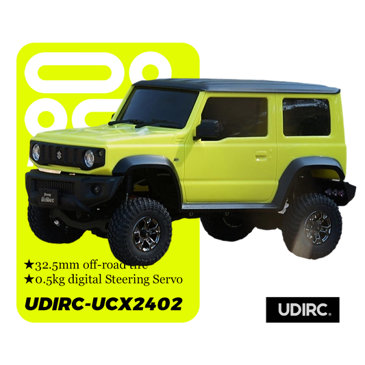UdiRC-UCX2402_1:18_Suzuki Jimny Rock Crusher_Licensed Brushless Crawler with METAL GIRDER & 350mAh, 7.4V Lipo Ready (Yellow)