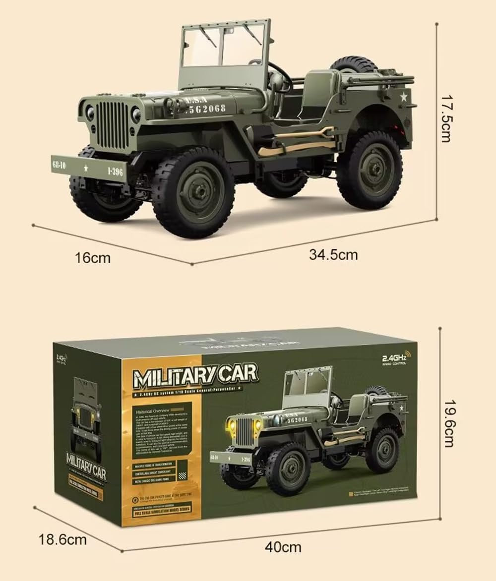 XtremeCrawl JJRC-C8815 Military RC Truck 1:10 Scale - 4WD Rock Crawler , 2.4GHz All-Terrain Vehicle