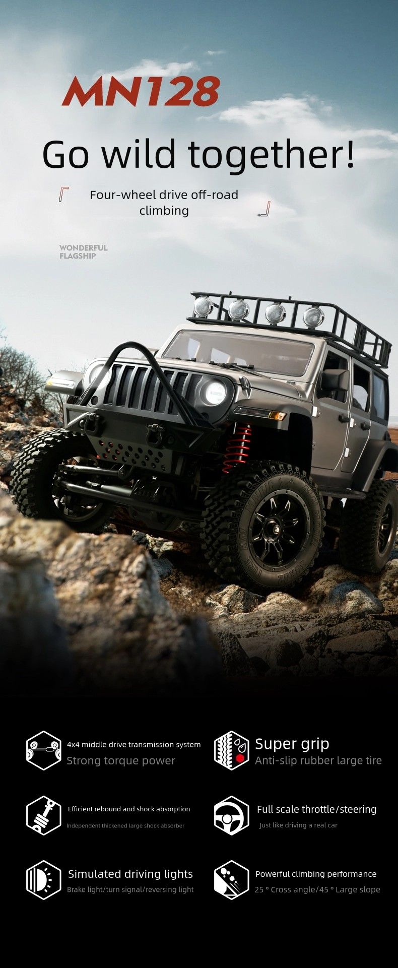 MN128_1:12_Full Scale R/C Model_4WD Crawler Simulation Off-road