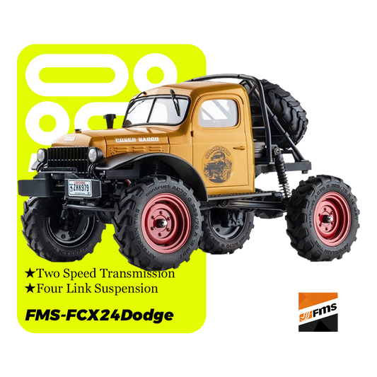 FMS-FCX24Dodge_1:24_ Power Wagon Trail Boss_3-Speed Transmission + Portal Axles (Baja Gold)