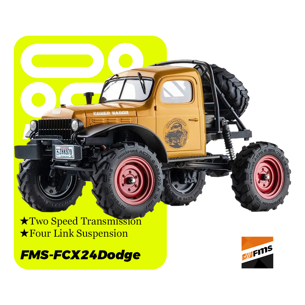 FMS-FCX24Dodge_1:24_ Power Wagon Trail Boss_3-Speed Transmission + Portal Axles (Baja Gold)