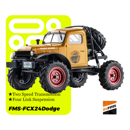 FMS-FCX24Dodge_1:24_ Power Wagon Trail Boss_3-Speed Transmission + Portal Axles (Baja Gold)