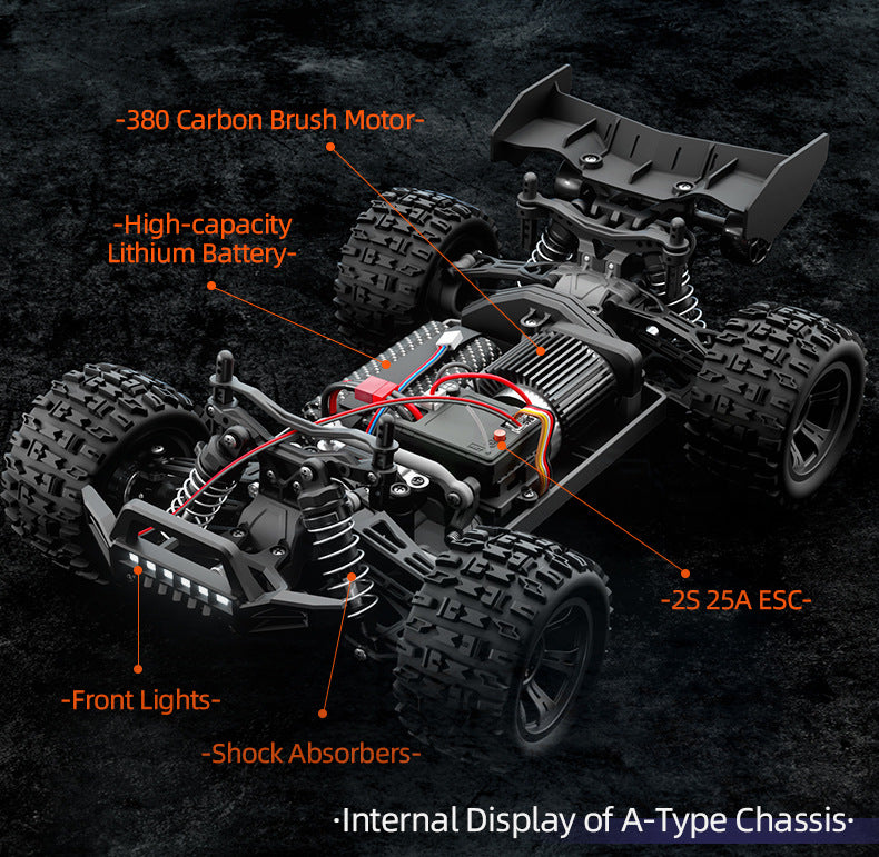 JJRC-C8810_1:18_4WD High-speed Carbon Brush RC Car_High Bright LED Lights_Independent Shock Absorption Buggy