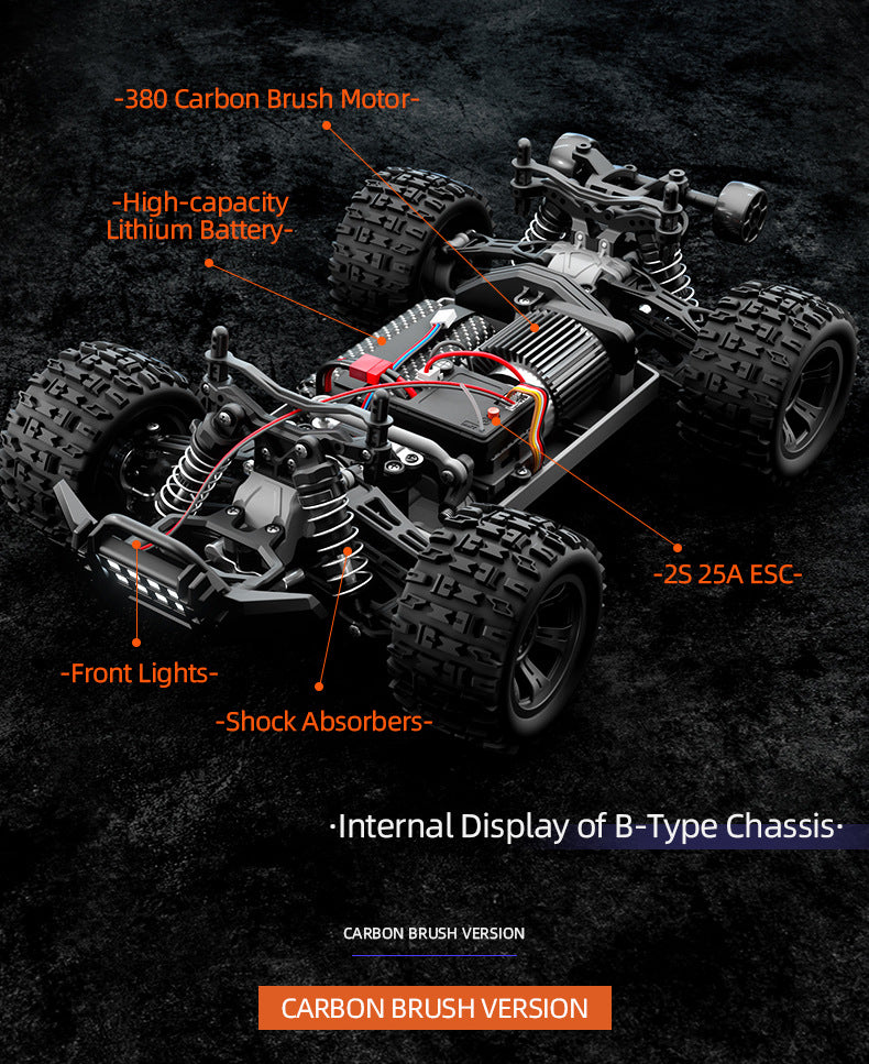 JJRC-C8810_1:18_4WD High-speed Carbon Brush RC Car_High Bright LED Lights_Independent Shock Absorption Buggy