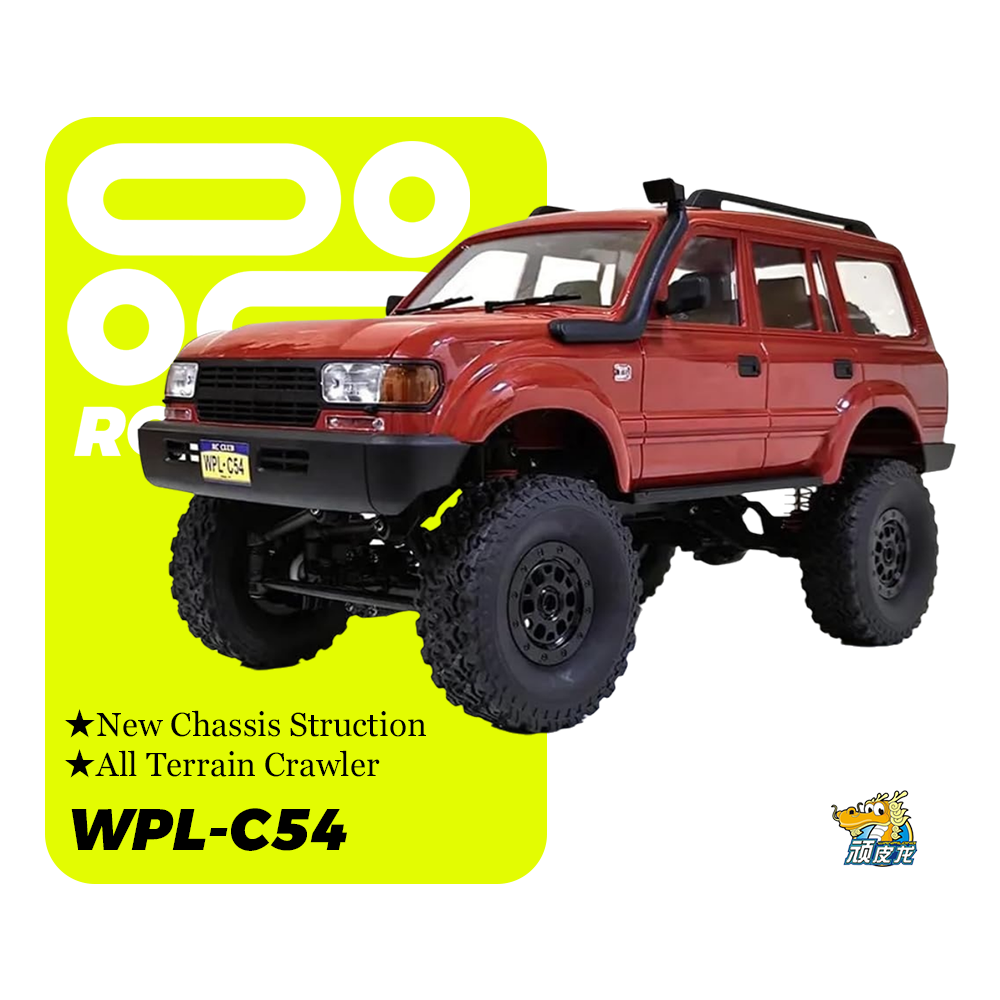 WPL-C54_1:16_Rock Crawler_4x4 RTR Truck with 2.4GHz & Proportional Steering | 260 Brushed Motor + Upgraded Metal Gearbox & Oil-Filled Shocks